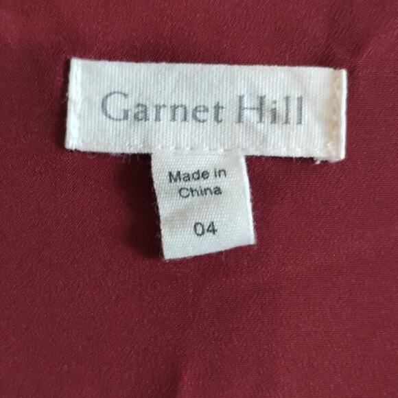 Garnet Hill Tiny Floral Pocketed Bohemian Drop Waist Burgundy Dress 4 - Picture 4 of 11